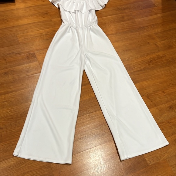 White Ruffle Jumpsuit - Picture 6 of 8